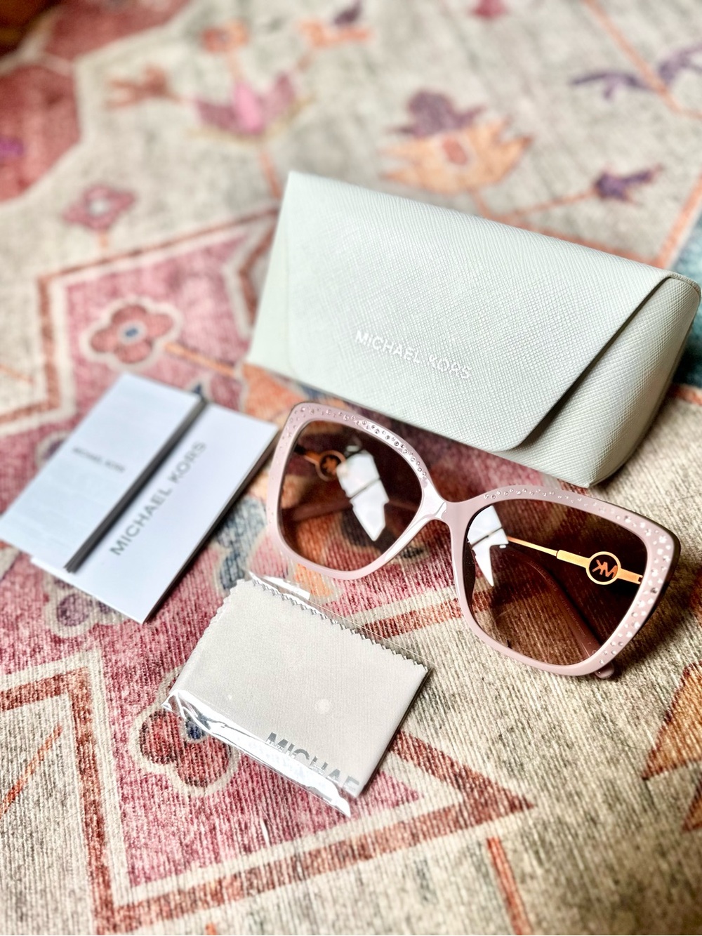 Michael Kors MK2161BU East-Hampton Pink Crystal Square Sunglasses - Picture 4 of 4